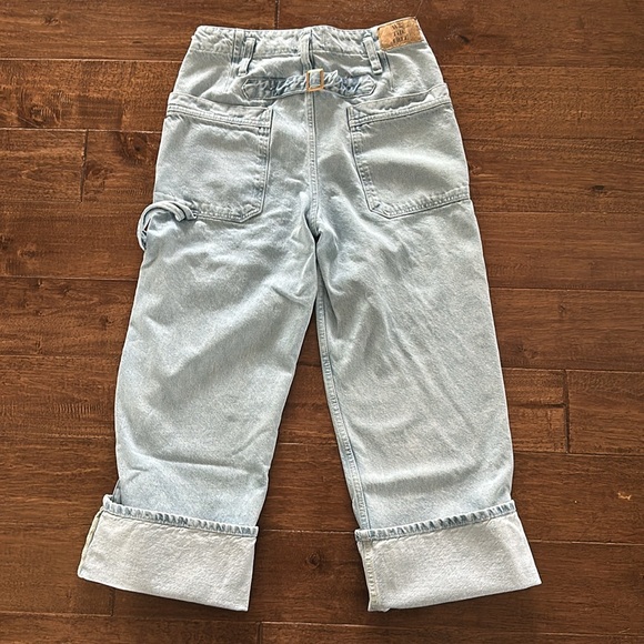 We The Free Major Leagues Mid-Rise Cuffed Jeans Sz 28 Wide Leg Light Stone - Picture 5 of 7